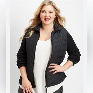 Plus Size Sweater Sleeve Puffer Jacket by Maurice’s size 2 in black